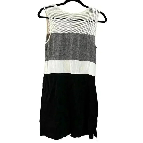 L’Agence Colorblock Mesh Shift Dress Size 4 Cotton Linen Silk Blend Sleeveless - Picture 6 of 9